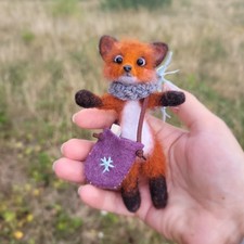 Fox Needle Felted OOAK Wool Sculpture with Movable Wire Limbs and Jointed Head