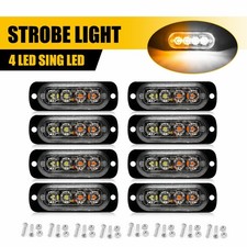 8x Amber/White 4 LED Car Truck