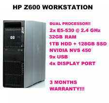 HP Z600 WORKSTATION  1TB HDD 128GB SSD 32GB 2x E5530 @ 2.4GHz NVS 450