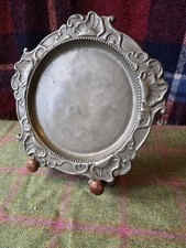 Antique Pewter Tray. Decorative Small Tray Ornate Edging.