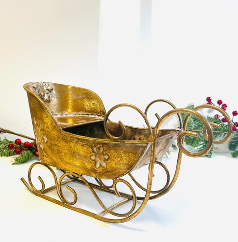 Christmas sleigh ornament - christmas, gold