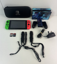 Nintendo Switch Console Bundle HAC-001 Neon Red And Green Joy Cons Plus Games