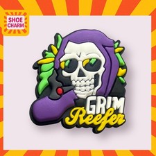 Grim Reefer Skull Croc Shoe Charm | Weed | 420 | Marijuana | Gift