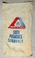 Large Hessian Seed Potatoes Sack 50kg size 'Agrico' Pre Owned, Vintage