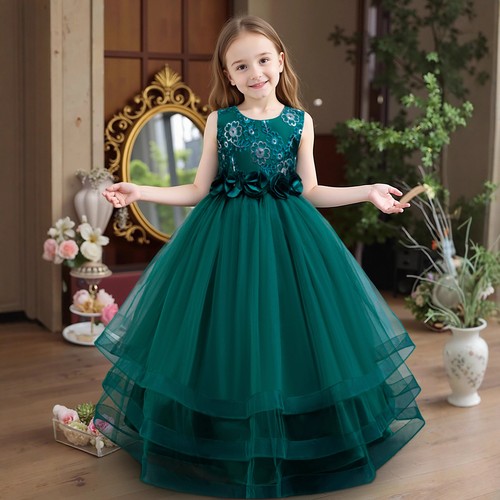 Flower girls kids long dress - long,
