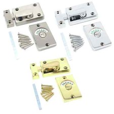 Bathroom Indicator Bolt Vacant Engaged Privacy WC Toilet Door Lock Satin Brass!