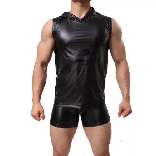 Faux leather men sleeveless - faux,