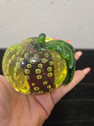 Uranium glass apple hand made - glass,