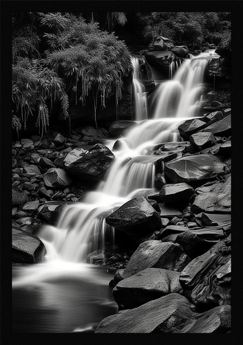 Waterfall beautiful framed - beautiful,