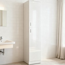 Bathroom High Tier Cabinet Storage Cupboard Tall Furniture UK Unit White 4 Gloss
