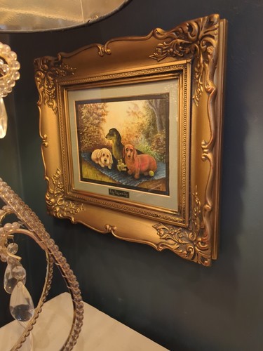 Ornate framed dachshund - framed,