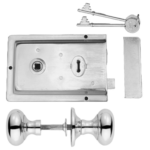 Chrome fluted rim lock door - chrome,