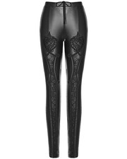 Punk Rave Womens Gothic Leggings Pants Black Faux Leather Steampunk Lace Vintage