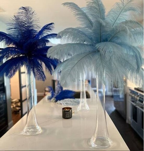 Blue tall ostrich feather - blue,