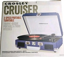 Crosley CR5008A-BL Cruiser Portable Turntable Vinyl Player w/ Speakers Navy Blue