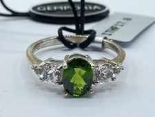 TGGC Sterling Silver Russian Diopside & Topaz Ring Size S & Certificate (J3304)