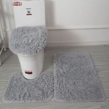 3Pcs Bathroom Bath Mat Contour Rug Set Soft Fluffy Toilet Lid Cover Bathroom Rug