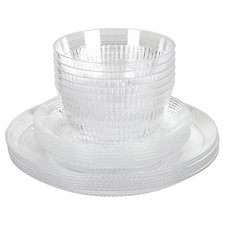 18pc Clear Plastic Dinnerware