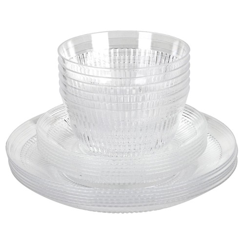 18pc clear plastic - clear, dinnerware