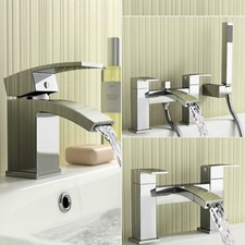 New Waterfall Bathroom Taps Chrome Basin Mixer Bath Filler Shower Deck Tap Sets