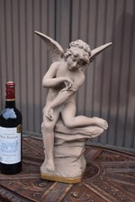 Antique terracotta Sculpture statue Angel on rock signed BALESTRA