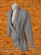 ZARA DOGTOOTH DRESS MED WOMENS LONG SLEEVE SMART BLACK WHITE SILVER EMBELLISHED