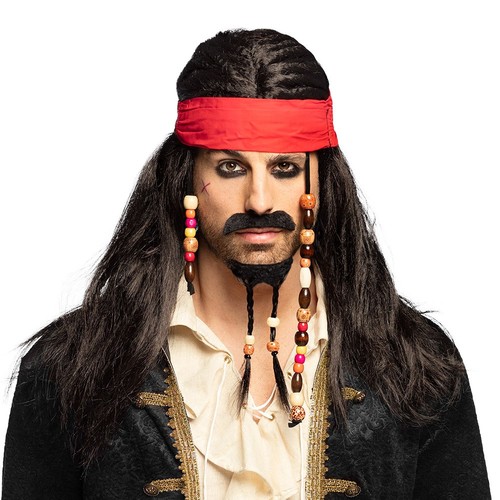 Pirate captain wig set beard - wig,