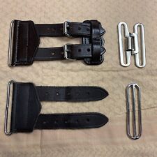 BRITISH ARMY SURPLUS STABLE BELT SPARES,CROSS OVER BUCKLE,LEATHER STRAPS, KEEPER