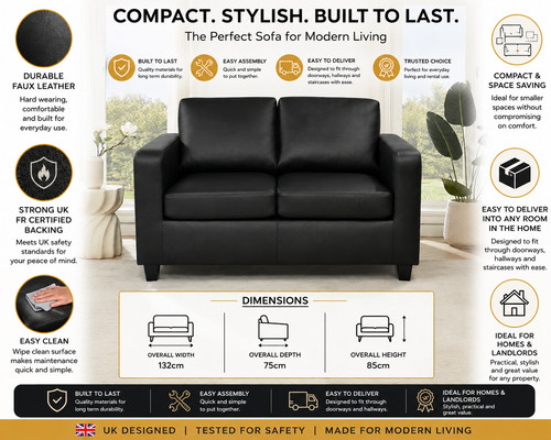Black faux leather sofas - black,