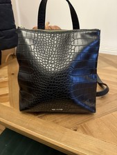 Ted Baker Black Croc Effect Rucksack Bag Excellent Condition