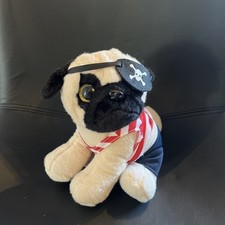 VGC Mecca Bingo Pirate Pug Dog Soft Plush Toy Excellent Condition 9"