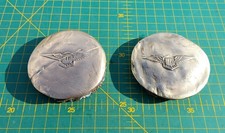 2x Very Rare Vintage Hillman Brass Wire Wheel Centres/Hub Caps, ~70mm O/D