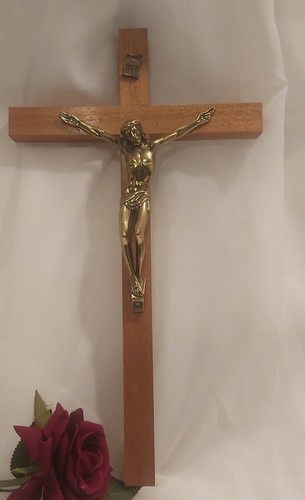 Wood wall hanging crucifix - wood,