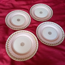 VINTAGE EB FOLEY BONE CHINA 'PINK & GOLD GILT', SET OF FOUR DINNER PLATES