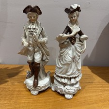 Porcelain Victorian Colonial Tricorn Hat Soldier And Corsetted Lady
