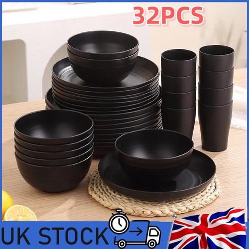 32pcs set black dinnerware - set,