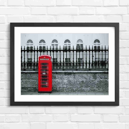 Iconic red telephone booth - red,