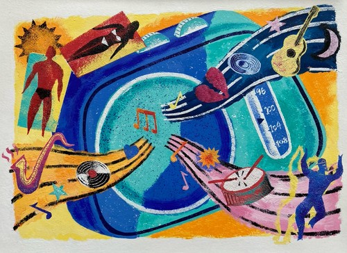 Vintage gouache painting - vintage,