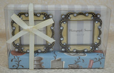 BOOTS VINTAGE:   SET OF TWO ENAMELLED METAL MINIATURE PHOTO FRAMES - BOXED!