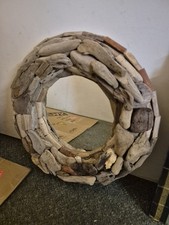 Round Driftwood Mirror Wall