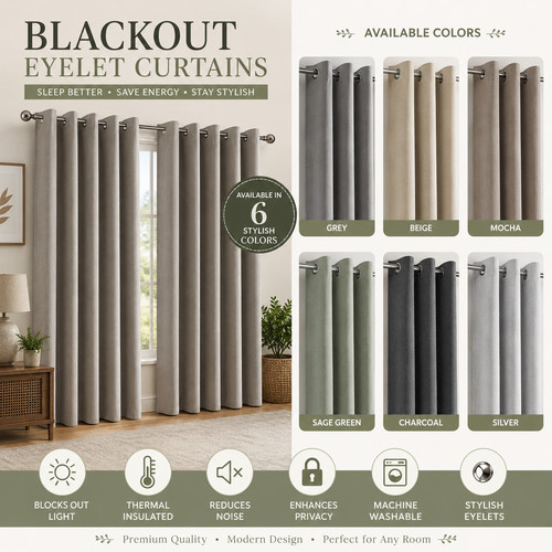 100 blackout eyelet curtains - 100%,