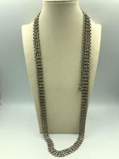 Tennis Necklace or Belt Retro Silver Tone Sparkles Long Statement Festival Disco