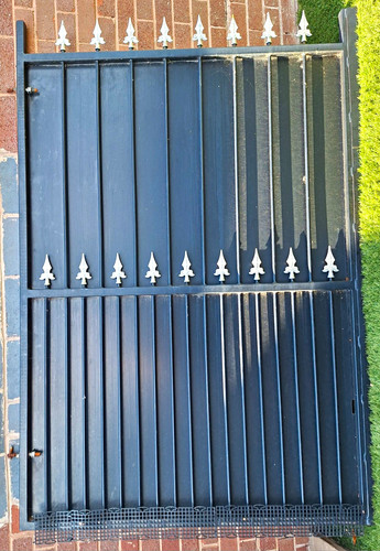 Black metal driveway gate - metal,