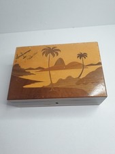 Vintage Inlaid Marquetry Wooden Jewelery Box with Key .RioDe Janeiro .
