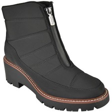 Black Boots Shoes Rain Snow Rubber Fleece Lined Waterproof Zip Ladies Womens Siz