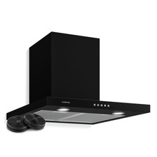 Cooker Hood 60cm LED Angled Kitchen Extractor Fan Chimney Stainless Steel Black