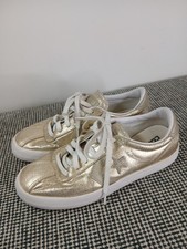 Converse Womens Gold Trainers Size 5 UK Breakpoint Ox Gold Metallic Lace Up Shoe