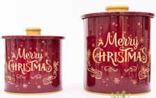 2 Christmas Tins Jars Storage