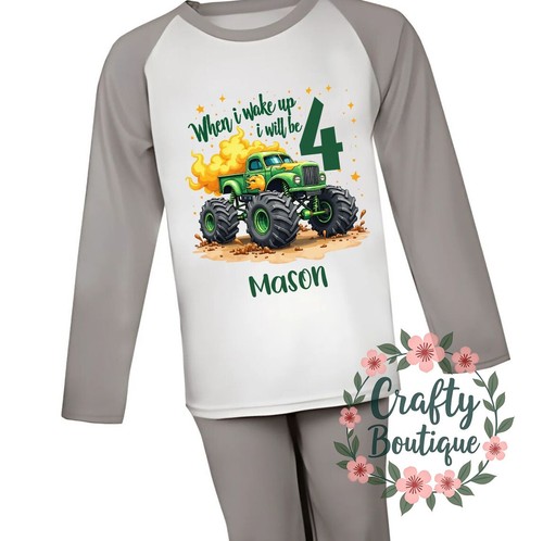 4th birthday pjs monster - 4th,