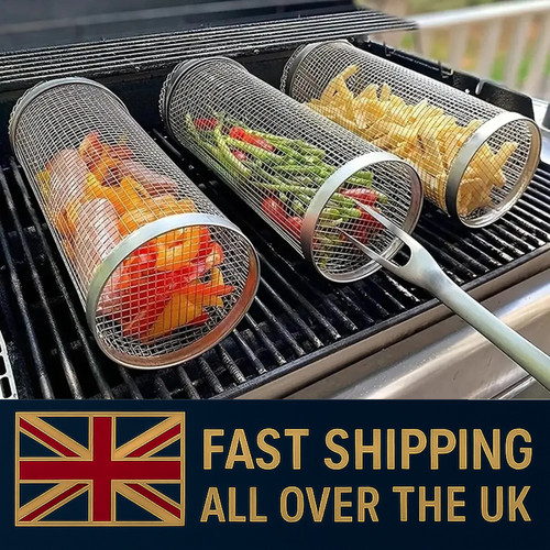 Rolling grill basket bbq - basket, net